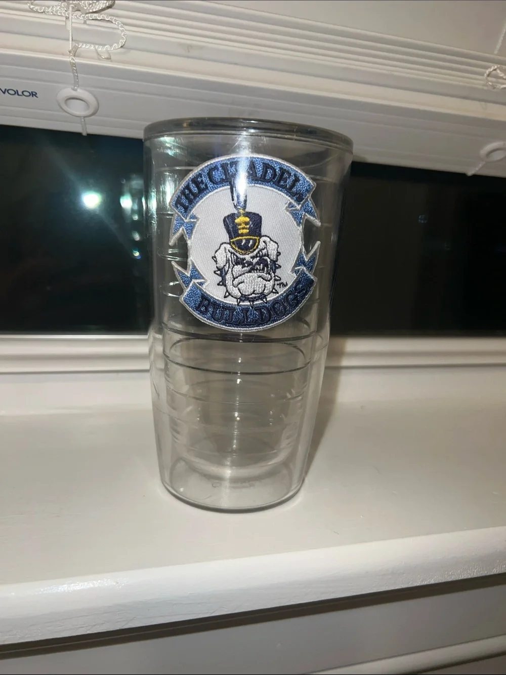 Citadel Tervis Clear Double-Wall Tumbler with Navy and White Bulldog Crest